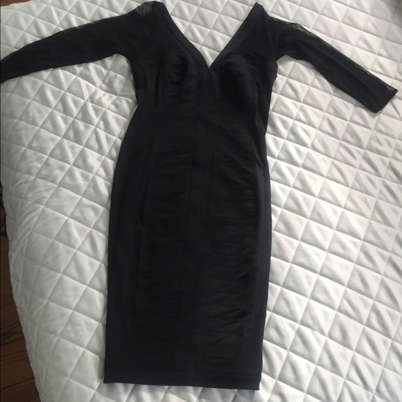 Vintage Tadashi Shoji black Dress with shear sleeves - Picture 6 of 6